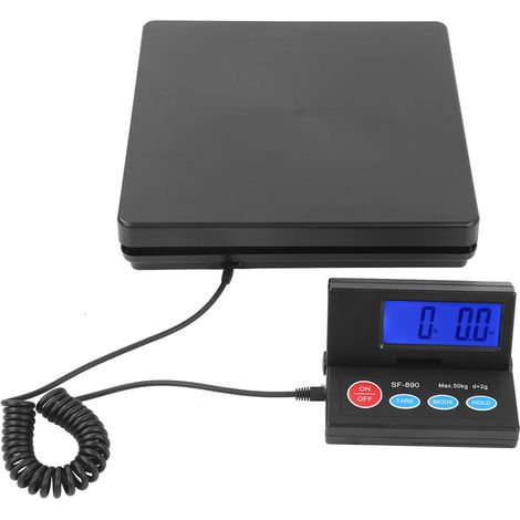 Balance postale 50 kg/2 g, outil de pesage intelligent et portable avec adaptateur secteur (prise 100-240 V). (1/5)