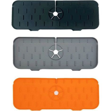 3 Pièces Tapis Anti-Éclaboussures de Robinet en Silicone pour Plan de Travail Mat de Séchage et Protection contre l'Humidité (1/4)