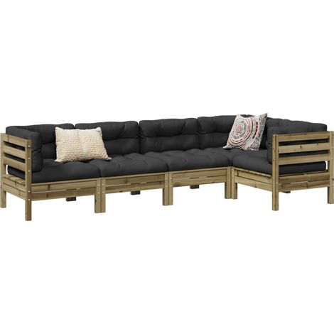 Set de sofás jardín 5 pzas con cojines madera pino impregnada vidaXL (1/5)