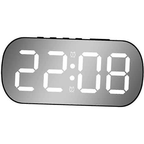 Digitaler Wecker, kleine Tischuhr mit 12- und 24-Stunden-Anzeige, Schlummerfunktion, Spiegelwecker – ideal für Senioren, Jugendliche und Studenten-Black White LED (1/5)