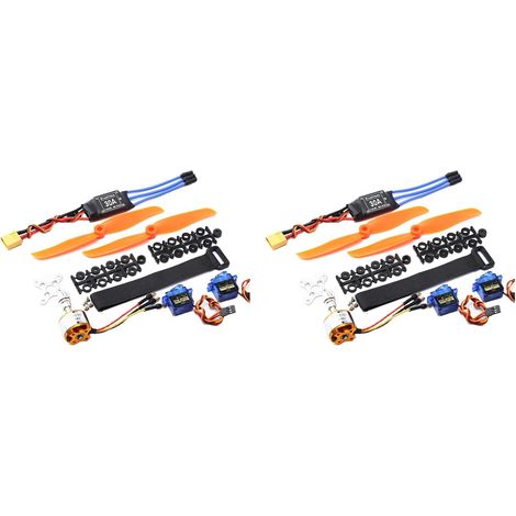 2X 2200KV sans Balais 30A ESC XT60 Prise SG90 9G Micro-Servo 6035 Hélice pour Hélicoptère Avion à Voilure Fixe TéléCommandée (1/5)