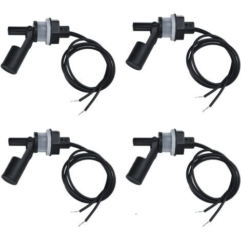 Lot de 4 interrupteurs à flotteur horizontal – Capteur de niveau d'eau en plastique – Longueur câble 40 cm – Pour aquariums et piscines (1/4)