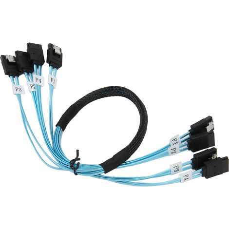 Câble de transmission MINI SAS 4SATA, haute vitesse, 7P vers 4SATA, 0,5m, pour disque dur SSD, serveur informatique. (1/5)