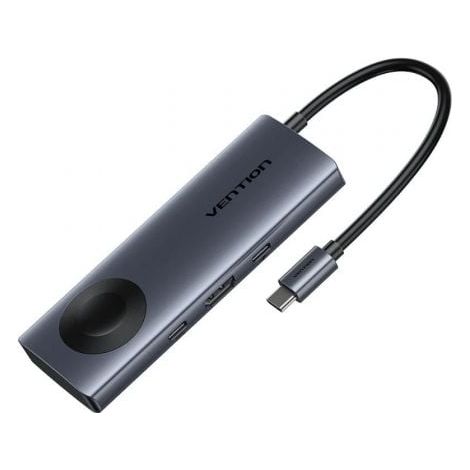Docking USB Tipo-C con Carga Inalámbrica Vention TPMHB/ 1xHDMI 4K/ 2xUSB/ 1xUSB Tipo-C/ 1xUSB Tipo-C PD/ Gris