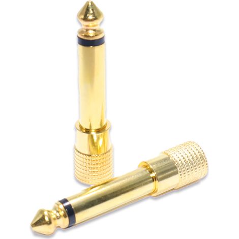 Vergoldeter 6,5-mm-auf-3,5-mm-Adapter, 6,35-mm-Stecker auf 3,5-mm-Buchse Mono-Konverter für Kopfhörer/Tastatur. (1/4)