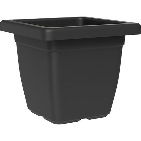 Vaso Quadrato Indoor e Outdoor Tera Nazca Ash 45x45 cm in Plastica Riciclata Antracite