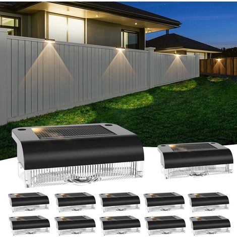 Lampe Solaire Murale Lampes Solaires Clôture Extérieure IP65 Luminaire Jardin Décoratif Blanc Chaud 3000K Applique Mural LED 12 (1/5)