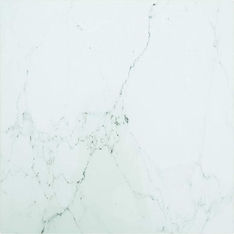 vidaXL Tablero mesa diseño mármol vidrio templado blanco 60x60 cm 6 mm (1/5)