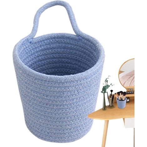Cestino in corda di cotone per organizzare, cestino organizer da parete, cestini da cucina intrecciati a mano per conservare frutta, articoli da toeletta e (1/5)