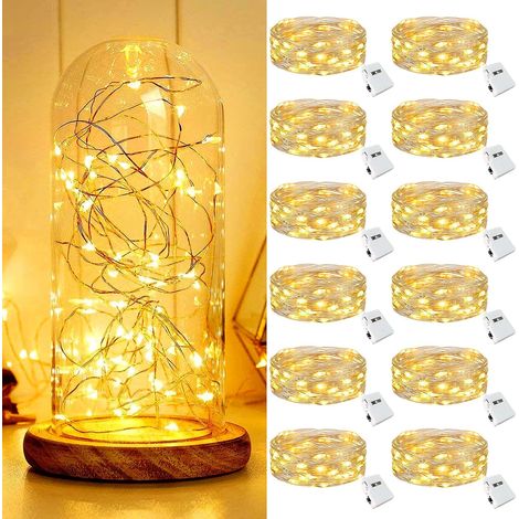 lot de 12 guirlande led, 2m 20 led, 3 modes, étanche ip65, décoration intérieur extérieur (1/5)