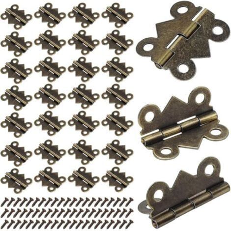 [JAMAIS UTILISÉ] 50 PCS Petites Mini Charnières, 25X20mm Papillon Pliant Charnières, Bronze Antique Mini Charnières pour Meubles de Maison Armoire Quincaillerie Porte