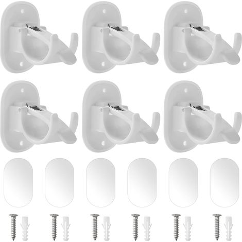 Lot de 6 supports de montage adhésifs – sans perçage pour tringle à rideaux, ABS (1/4)