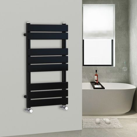 WarmeHaus Flat Panel Bathroom Heated Towel Rail Radiator Ladder Black 800x450mm
