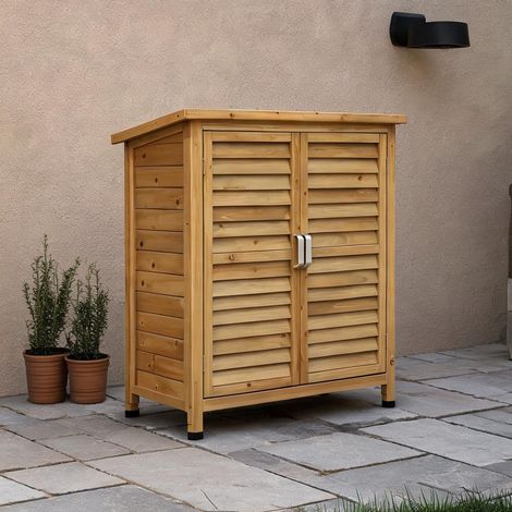 Armoire de rangement extérieur en bois avec porte persienne (1/5)