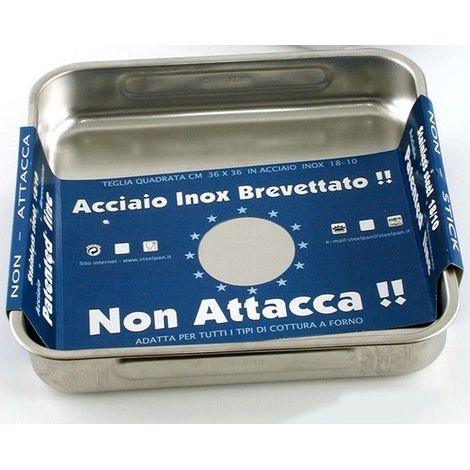 Teglia quadrata media antiaderente in acciaio inox 36x36