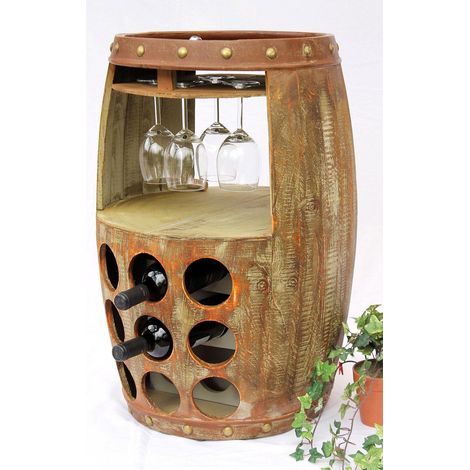 Dandibo – Casier à vin tonneau en bois 70 cm 1681 – Support 18 bouteilles – Diamètre emplacements 85 mm – Poids 7 kg (1/5)