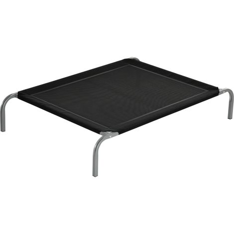 Elevated Pet Bed Cooling Raised Cot Style Bed for Large Medium Sized Dogs with Non-slip Pads Steel Frame Breathable Mesh Fabric, 110 x 75 x 20 cm - Black