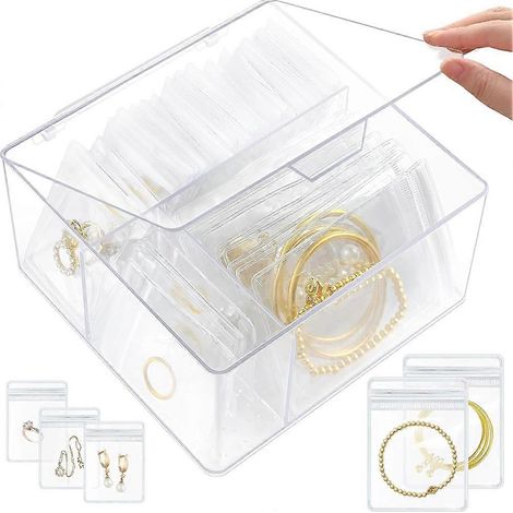 Schmuckkästchen aus Acryl, transparenter Organizer und Aufbewahrungsmöglichkeit mit 60 Fächern für Ohrringe, Ringe, Armbänder und Halsketten