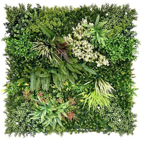 Mur végétal artificiel - Feuillage mixte C - 100x100 cm