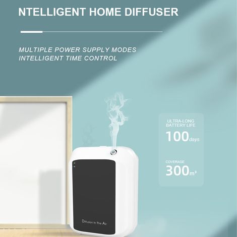Difusor de aromaterapia Bluetooth, 150 ml, dispositivo inteligente de fragancia con control por aplicación para el hogar y el spa, blanco y negro, apto para montaje en pared. (1/5)