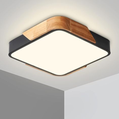 Plafonnier LED 24W Lampe Plafond avec Télécommande Luminosité Réglable Luminaire Salle de Bain Carré Ultra Mince Moderne pour Maison Bureau Chambre Salon Cuisine Balcon Couloir, Noir 30 cm (1/5)