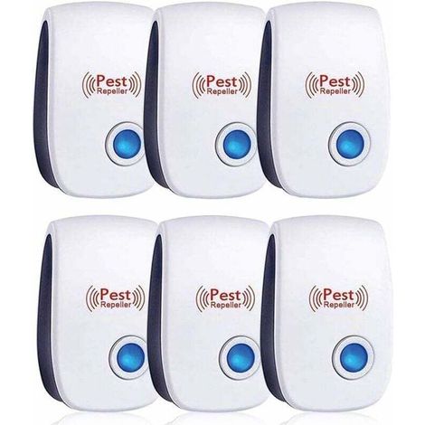 Repelente ultrasónico, paquete de 6 unidades para ratones y ratas, eficaz contra ratones, ratas, moscas, mosquitos y otras plagas. Seguro y no tóxico. -Crezuo