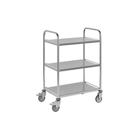 Carrito de servicio de acero inoxidable  3 pisos  ruedas