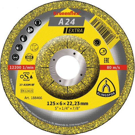 Klingspor 188466 Disque à ébarber à moyeu déporté Diamètre 125 mm Ø de perçage 22.23 mm acier 10 pc(s) (1/5)