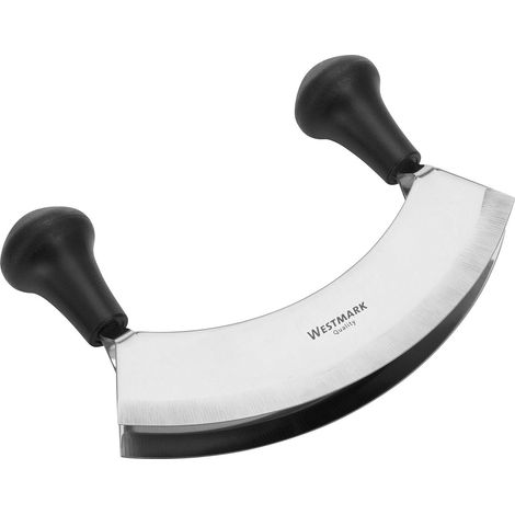 Couteau Hachoir / Couteau à herbes, avec 2 lames, longueur : 17 cm, acier inoxydable/plastique, argenté/noir, 1294220 (1/5)