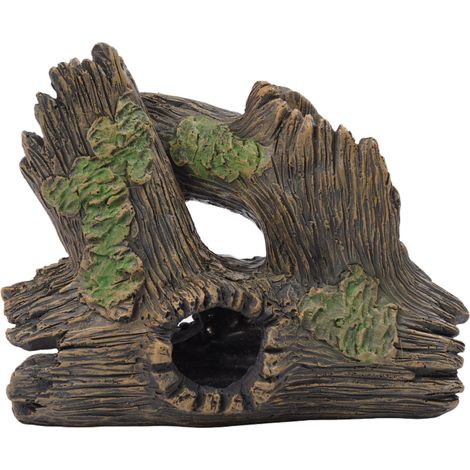 Relaxdays Aquarium Deko, Baumstamm, Polyresin, HxBxT: 17 x 20 x 10 cm, Aquariumdekoration für Süß- & Salzwasser, braun
