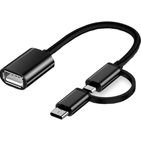 Lntyq USB C/Micro vers USB OTG 2 en 1, câble Adaptateur USB vers Android, Compatible avec MacBook Pro Android Google Samsung Galaxy S21 S22 S23 Note 20/10 A53 et Plus Encore, Noir