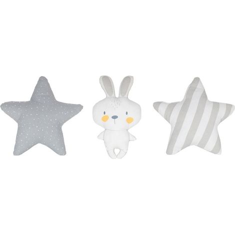 Lot de 3 Coussins Enfant "Étoiles & Lapin" 28cm Blanc (1/4)