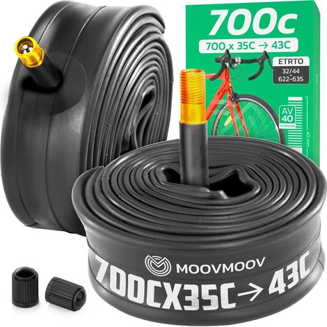Chambre à air 700C - Pour pneus de 700x35C à 700x43C - ETRTO 35-622 à 43-622 - Valve Schrader 40 mm - Lot de 2 (1/5)