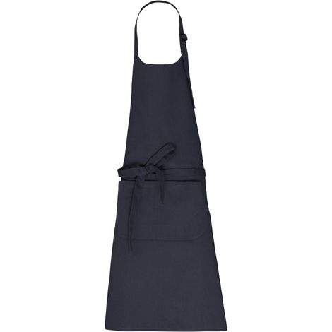 Tablier avec poche en coton bio KARIBAN Bleu Marine Unique.