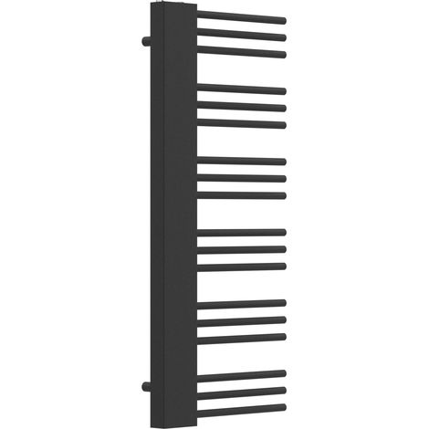 Radiateur sèche-serviettes chauffage salle de bain 50 mm acier 120 x 50 cm noir (1/5)