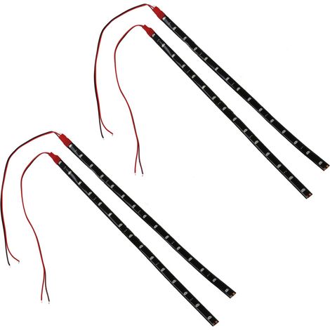 x flexible LED-Streifen, 12 V, 15 SMD-LEDs, 30 cm, wasserdicht, rot