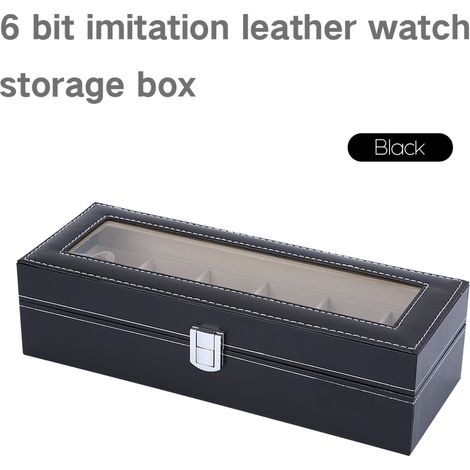 Eosnow 6Grid Uhr PU Leder Vitrine Aufbewahrung Schmuck Box Armband Tablett Halter (1/5)