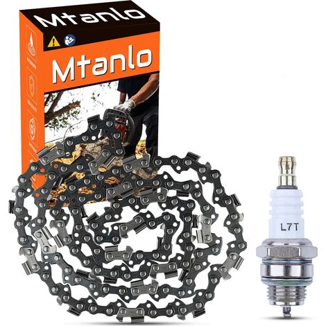 Chainsaw Chain Suitable for 18 Inch Guide Rails 62 Drive Links with L7T Spark Plug for Husqvarna 43CC 47CC 49CC 52CC Lawn Mower Trimmer Blower (1/5)