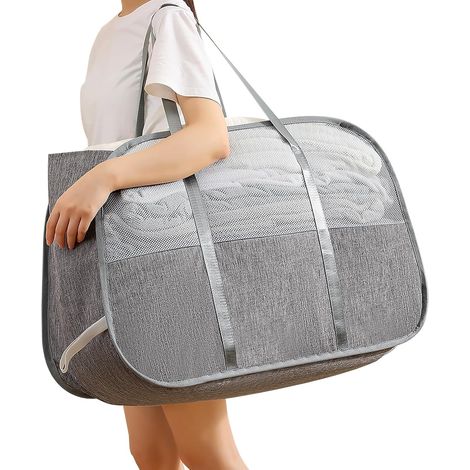 Panier À Linge Pliable - 95 L - Structure En Acier Repliable - Tissu Déchirure Résistant - Maille Respirante - Pour Chambre À Coucher Salle De Bains Ou Dortoir - 1 Pièce (1/5)