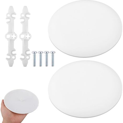 2pcs CP3540 Plaque Recouvrement Ronde Plafond, Peignable Plaque Recouvrement Blanche Plastique Boîtier Électrique pour Trous de 8,89 à 12,7cm pour Détecteur Fumée Mur Salon Bureau (1/5)