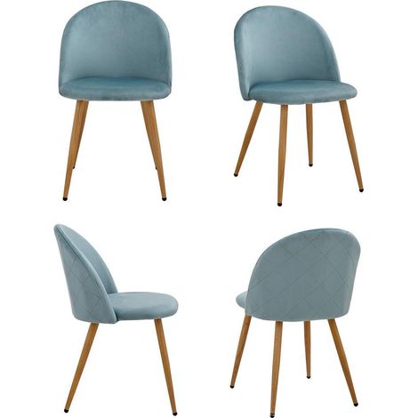 4er Set Esszimmerstühle Samt mit Holzoptik Metallbeinen Grün (1/5)