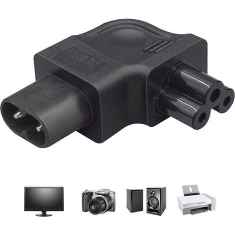 Adaptateur secteur en forme de 8 vers trèfle, fiche de conversion coudée C8 vers C5 (1/4)