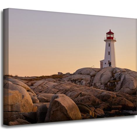 Leinwanddruck Natur Leuchtturm 40x30 cm Sonnenuntergang