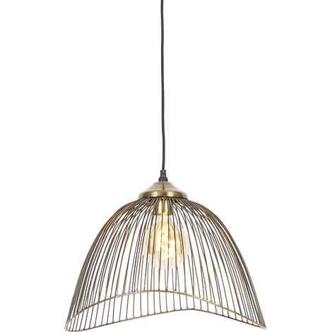 QAZQA Diseño Lámpara colgante de diseño latón 39,8 cm - Pia Acero Alargada Adecuado para LED Max. 1 x 40 Watt