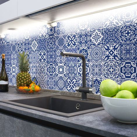 Sticker Mural Carrelage adhésif Cuisine Salle de Bain - 24 STICKERS CARRELAGES AZULEJOS ESTEBANO - 24stickers10x10cm (1/5)