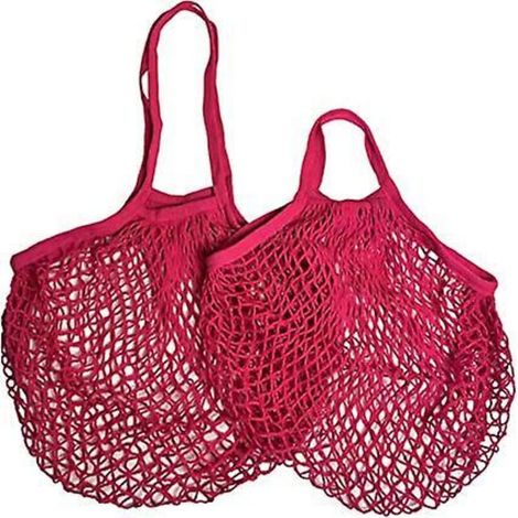 Lot de 2 sacs à provisions en filet rose vif (1/5)