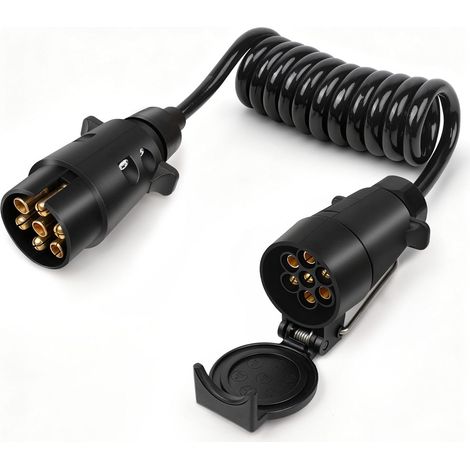 Rallonge Remorque 7 Broches, 2M Faisceau Cable Remorque 7 Fils Précâblé Prise 7 Broche Male Femelle pour Caravane, Porte-vélos, Camion, Tracteur, Véhicule Agricoles (1/5)