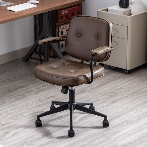 Wahson Chaise de Bureau Pivotante en Similicuir, Moderne Fauteuil Bureau Réglable en Hauteur Chaise à roulettes pour Bureau/Travail, Marron