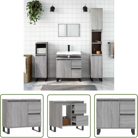 Maison Exclusive Badschrank Grau Sonoma 65x33x60 cm Holzwerkstoff