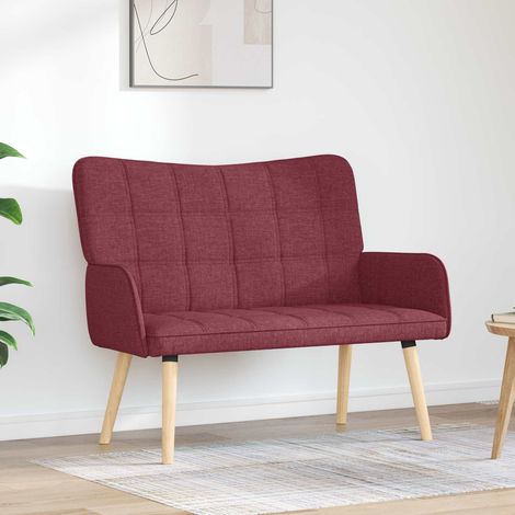 vidaXL Divano a 2 Posti Rosso Vino 115 x 61 x 87 cm Tessuto